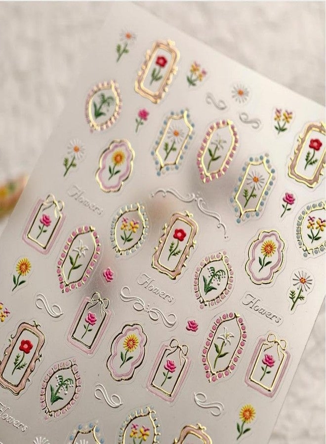 ملصقات تزيين الأظافر على شكل زهرة التوليب، ملصقات أظافر ذهبية بتصميم زهور، ملصقات أظافر ذاتية اللصق، ملصقات أظافر منقوشة ثلاثية الأبعاد بتصميم زهور التوليب، مستلزمات تزيين الأظافر لفصلي الربيع والصيف، إكسسوارات تزيين الأظافر للنساء - Image 4